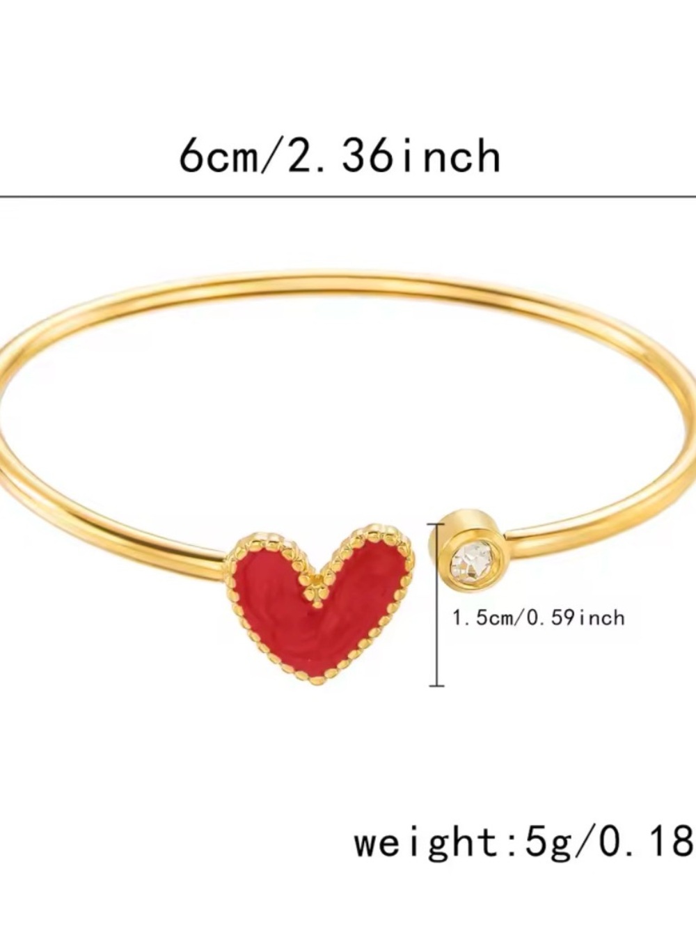 Gold Heart Cuff Bracelet with Blue Enamel Accent - Picture 4 of 4